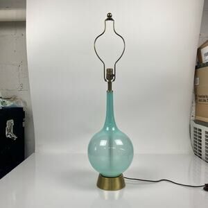 Rare Vtg Translucent Murano Art Glass 60's blue opaline Table lamp MCM Art Deco